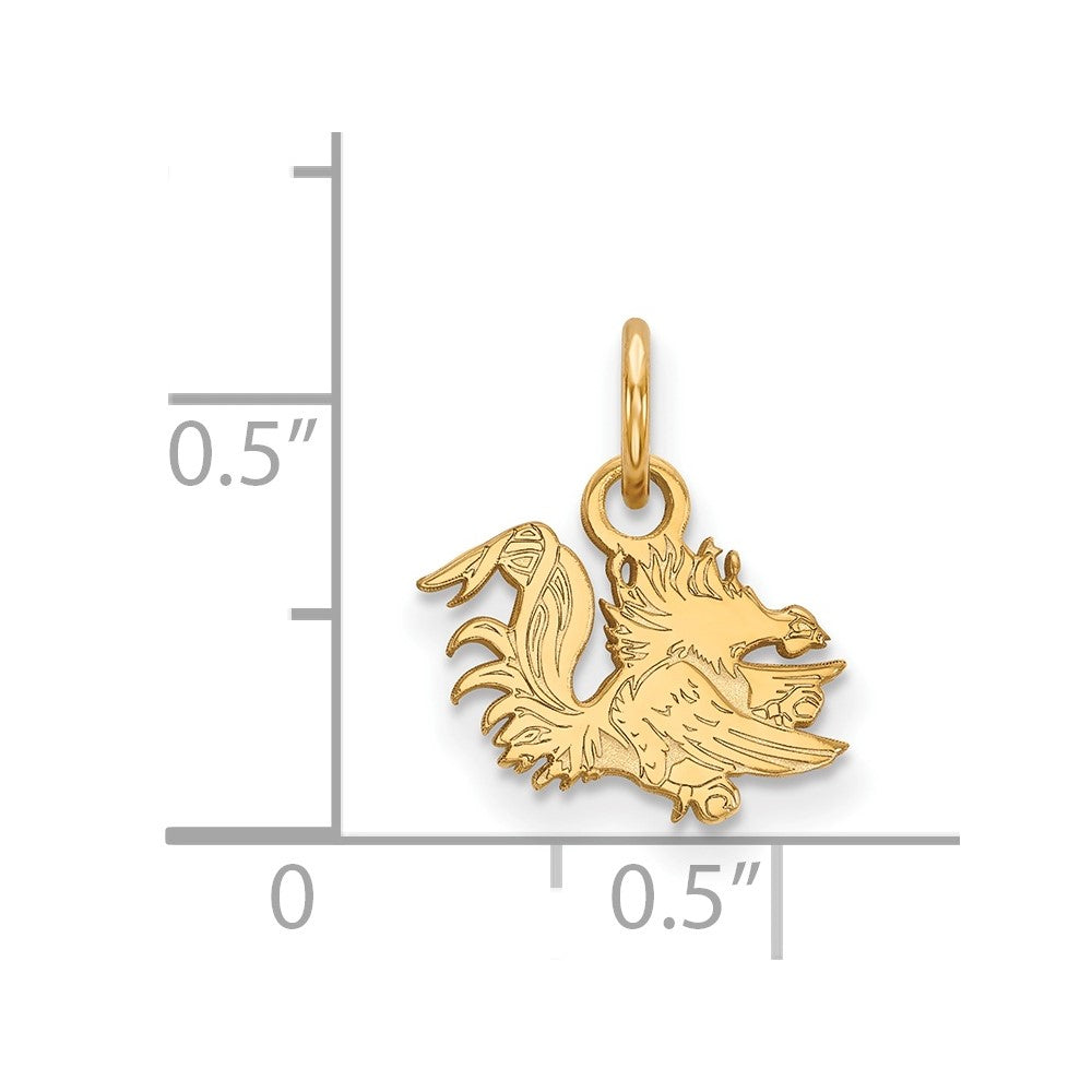 Gold Plated Sterling Silver Logoart University Of South Carolina Gamecock Extra Small Pendant