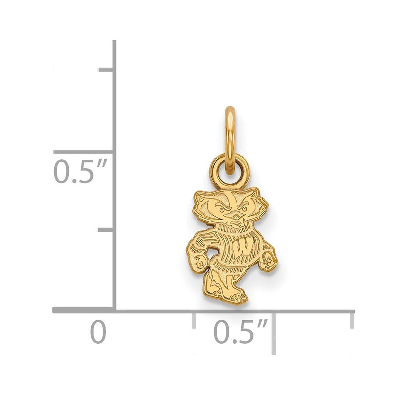14K Yellow Gold Logoart University Of Wisconsin Badger Extra Small Pendant