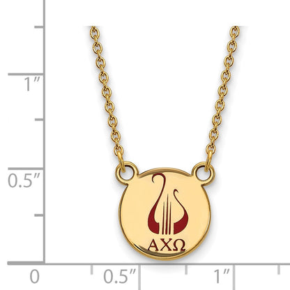 Gold Plated Sterling Silver Logoart Alpha Chi Omega Sorority Symbol Small Color Enamel Pendant 18 Inch Necklace