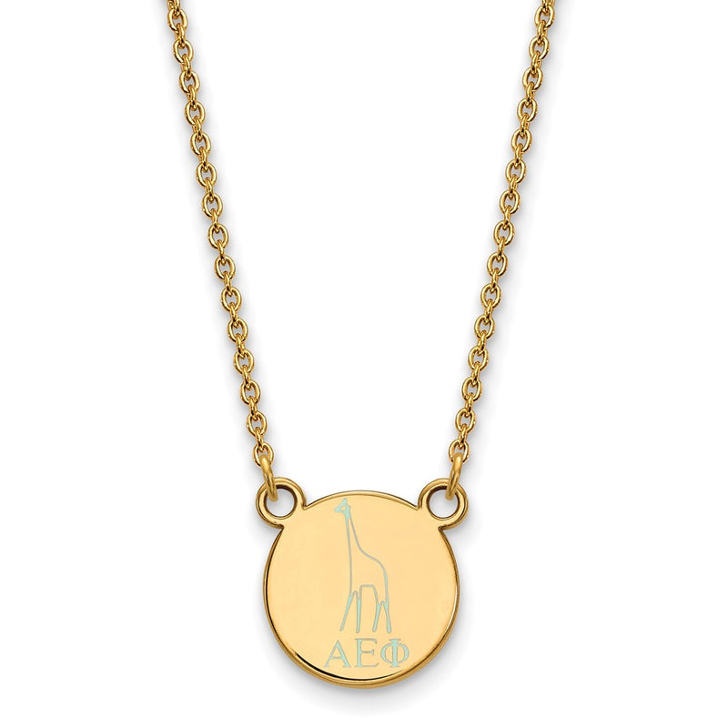 Gold Plated Sterling Silver Logoart Alpha Epsilon Phi Sorority Symbol Extra Small Color Enamel Pendant 18 Inch Necklace