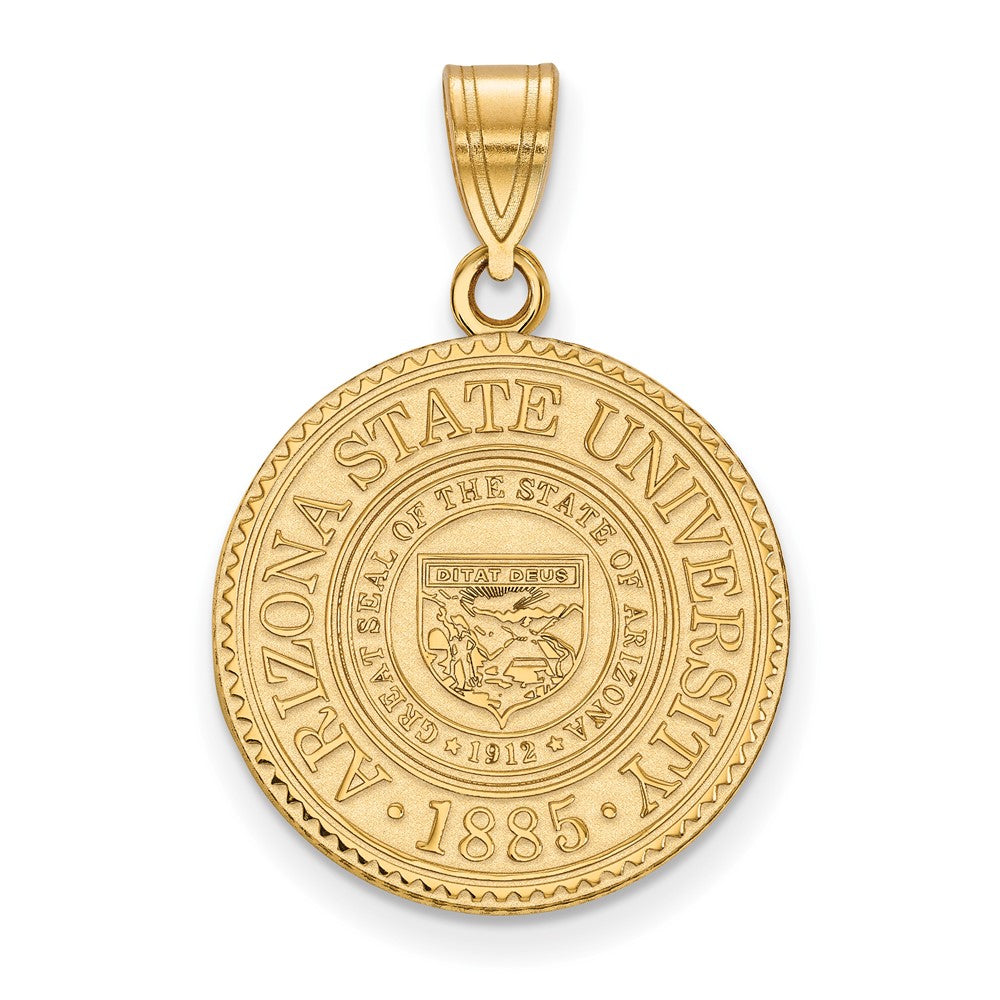 Gold Plated Sterling Silver Logoart Arizona State University Large Crest Pendant