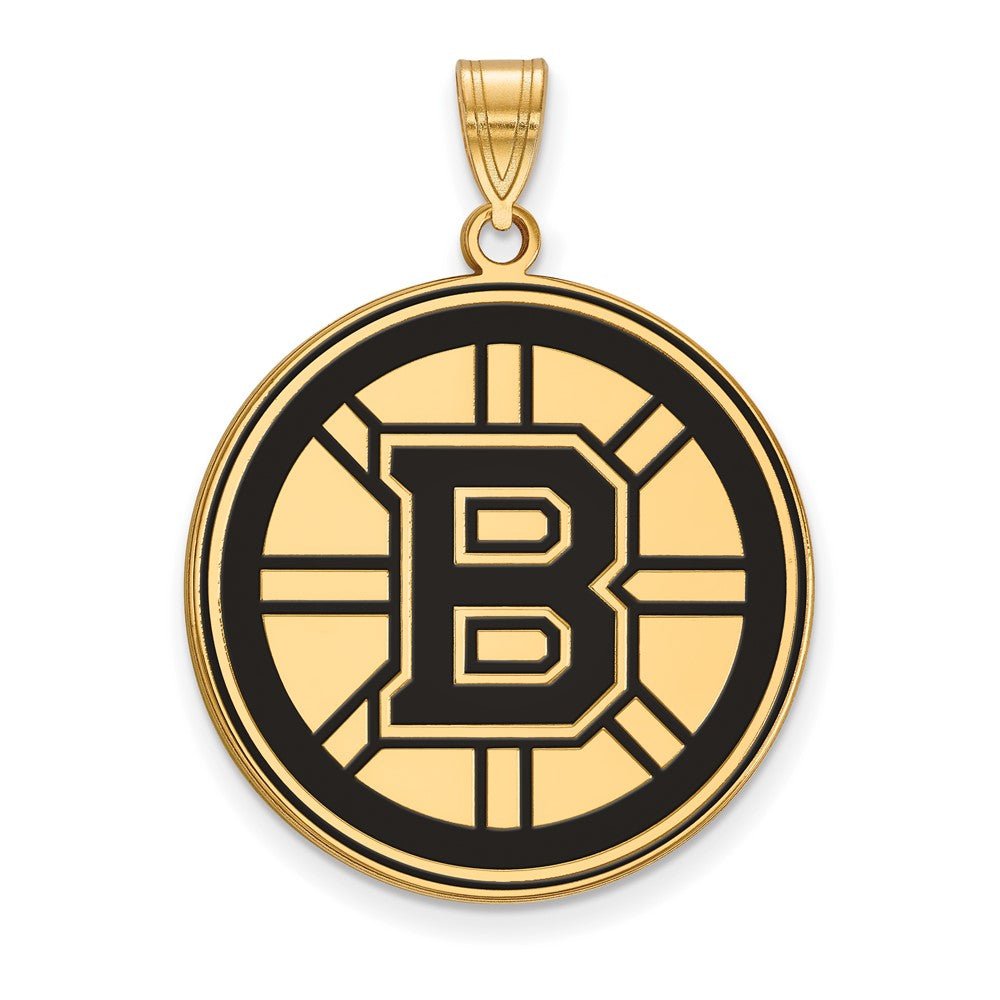 Gold Plated Sterling Silver Nhl Logoart Boston Bruins Extra Large Enameled Pendant