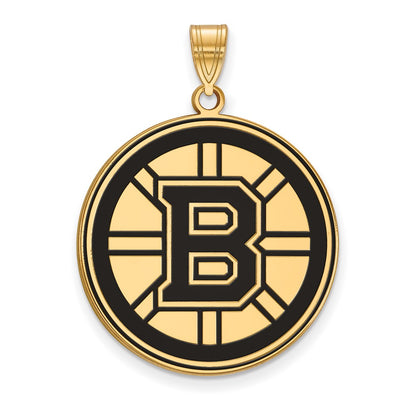 Gold Plated Sterling Silver Nhl Logoart Boston Bruins Extra Large Enameled Pendant