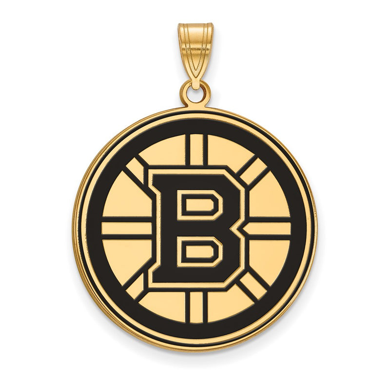 Gold Plated Sterling Silver Nhl Logoart Boston Bruins Extra Large Enameled Pendant