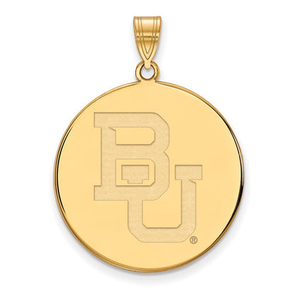 Gold Plated Sterling Silver Logoart Baylor University Bears Extra Large Disc Pendant