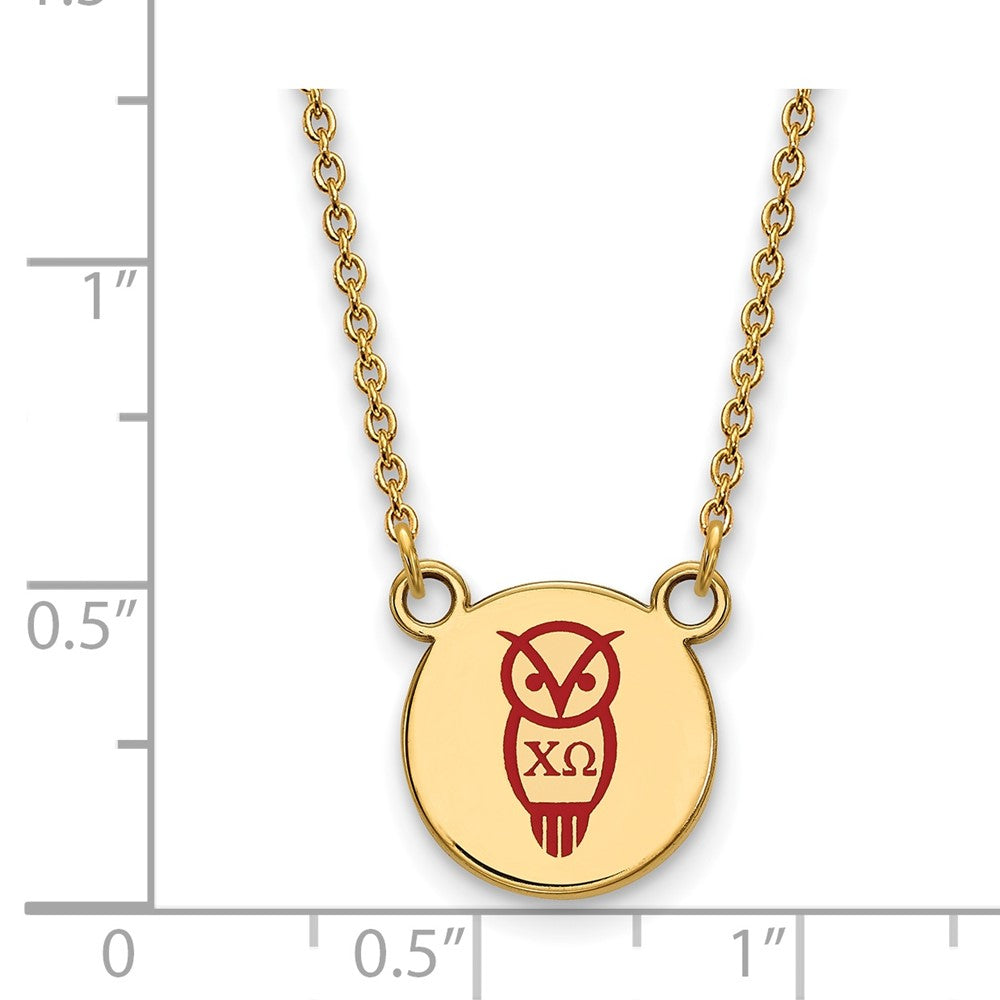 Gold Plated Sterling Silver Logoart Chi Omega Sorority Symbol Small Color Enamel Pendant 18 Inch Necklace