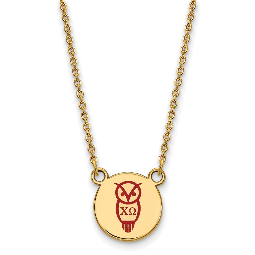 Gold Plated Sterling Silver Logoart Chi Omega Sorority Symbol Small Color Enamel Pendant 18 Inch Necklace