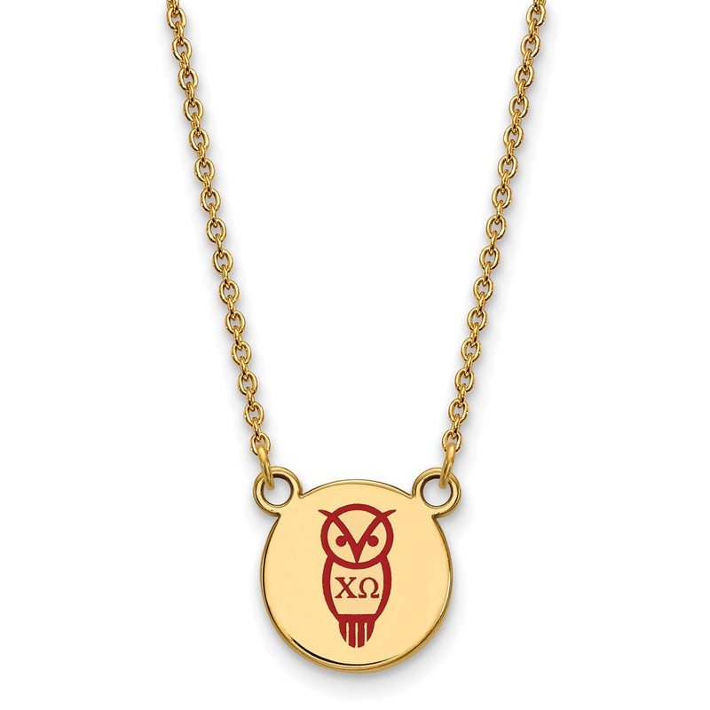 Gold Plated Sterling Silver Logoart Chi Omega Sorority Symbol Small Color Enamel Pendant 18 Inch Necklace