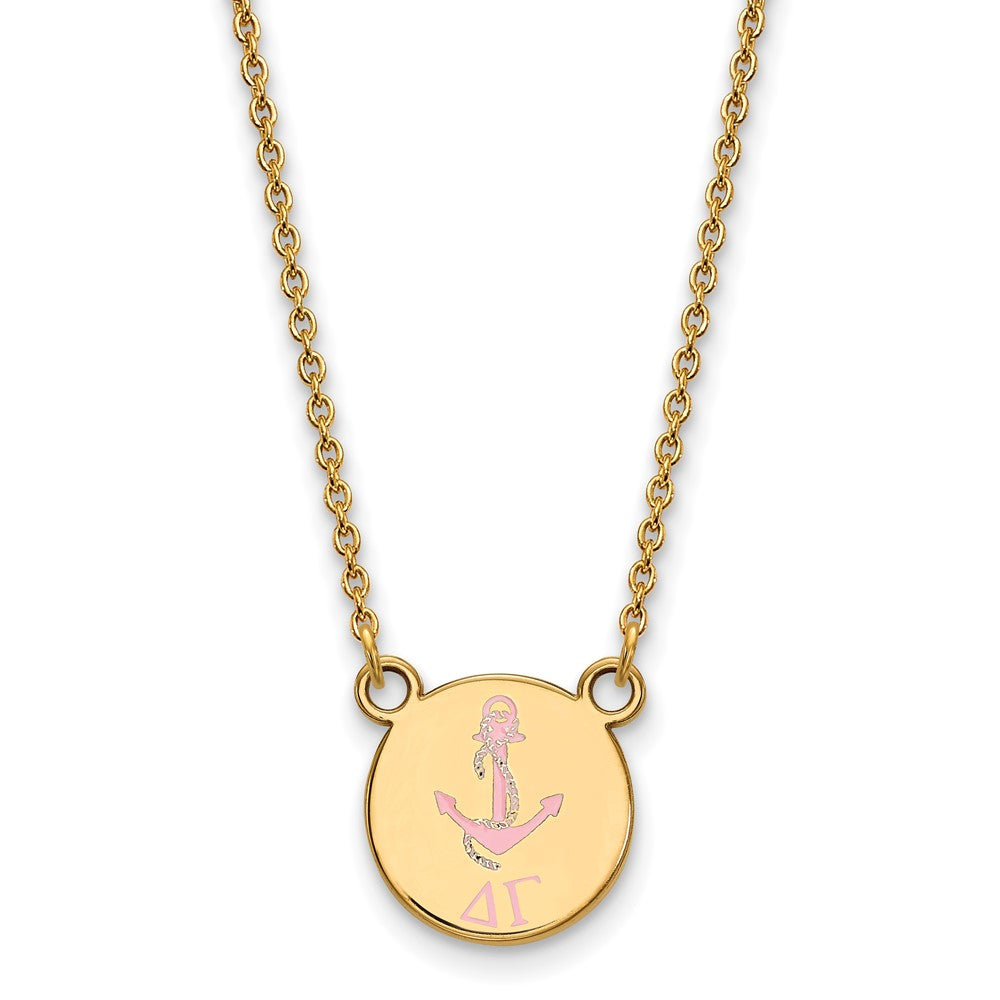 Gold Plated Sterling Silver Logoart Delta Gamma Sorority Symbol Small Color Enamel Pendant 18 Inch Necklace
