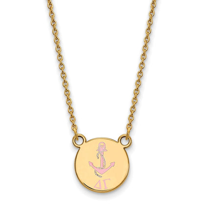 Gold Plated Sterling Silver Logoart Delta Gamma Sorority Symbol Small Color Enamel Pendant 18 Inch Necklace