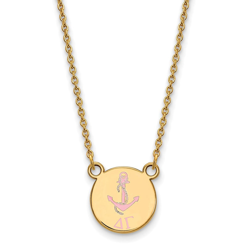 Gold Plated Sterling Silver Logoart Delta Gamma Sorority Symbol Small Color Enamel Pendant 18 Inch Necklace