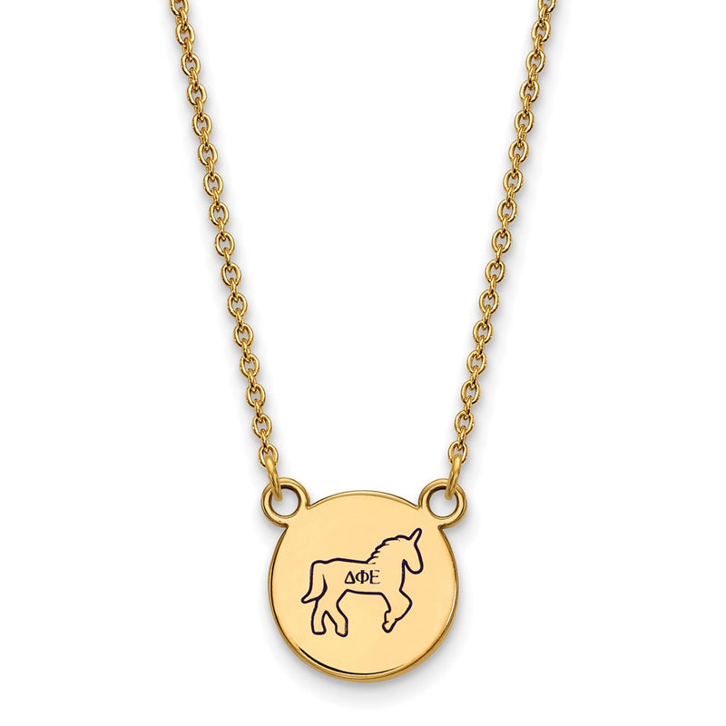 Gold Plated Sterling Silver Logoart Delta Phi Epsilon Sorority Symbol Small Color Enamel Pendant 18 Inch Necklace