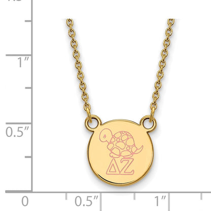 Gold Plated Sterling Silver Logoart Delta Zeta Sorority Symbol Small Color Enamel Pendant 18 Inch Necklace