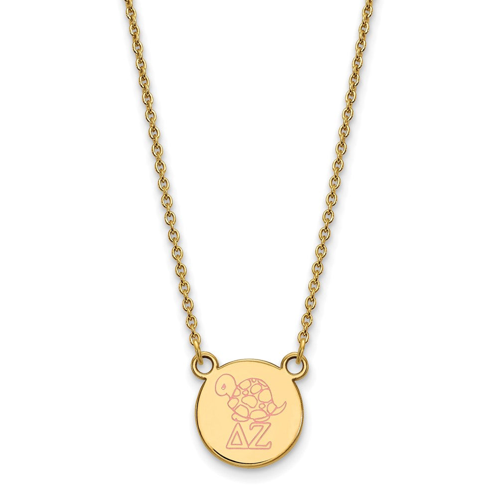 Gold Plated Sterling Silver Logoart Delta Zeta Sorority Symbol Small Color Enamel Pendant 18 Inch Necklace