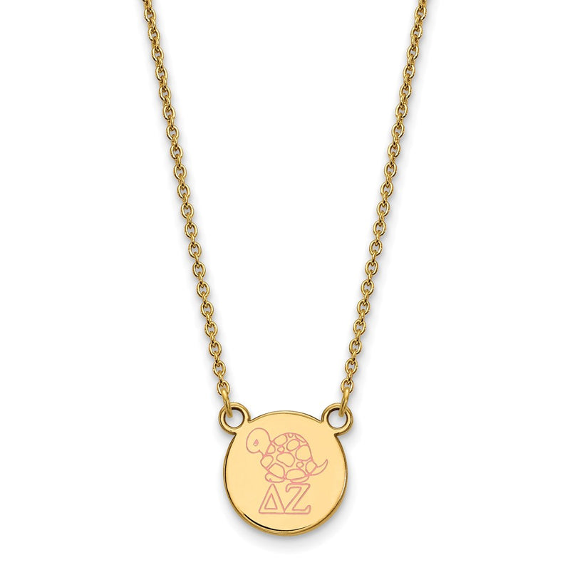 Gold Plated Sterling Silver Logoart Delta Zeta Sorority Symbol Small Color Enamel Pendant 18 Inch Necklace