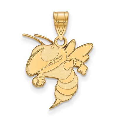 Gold Plated Sterling Silver Logoart Georgia Institute Of Technology Yellow Jacket Large Pendant