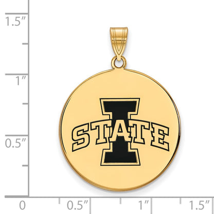 Gold Plated Sterling Silver Logoart Iowa State University Extra Large Enameled Disc Pendant