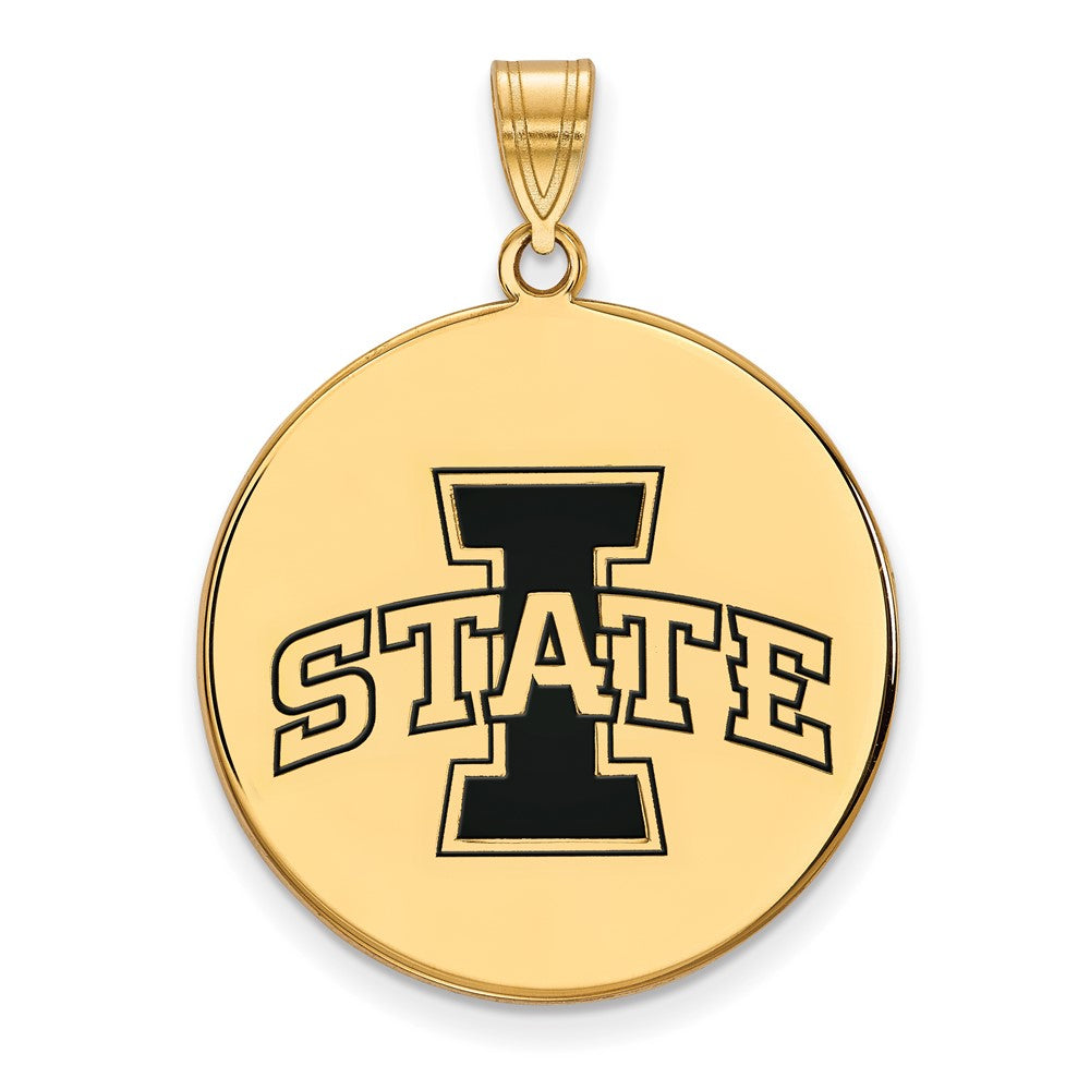 Gold Plated Sterling Silver Logoart Iowa State University Extra Large Enameled Disc Pendant