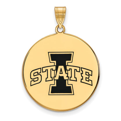 Gold Plated Sterling Silver Logoart Iowa State University Extra Large Enameled Disc Pendant