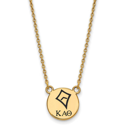 Gold Plated Sterling Silver Logoart Kappa Alpha Theta Sorority Symbol Small Color Enamel Pendant 18 Inch Necklace