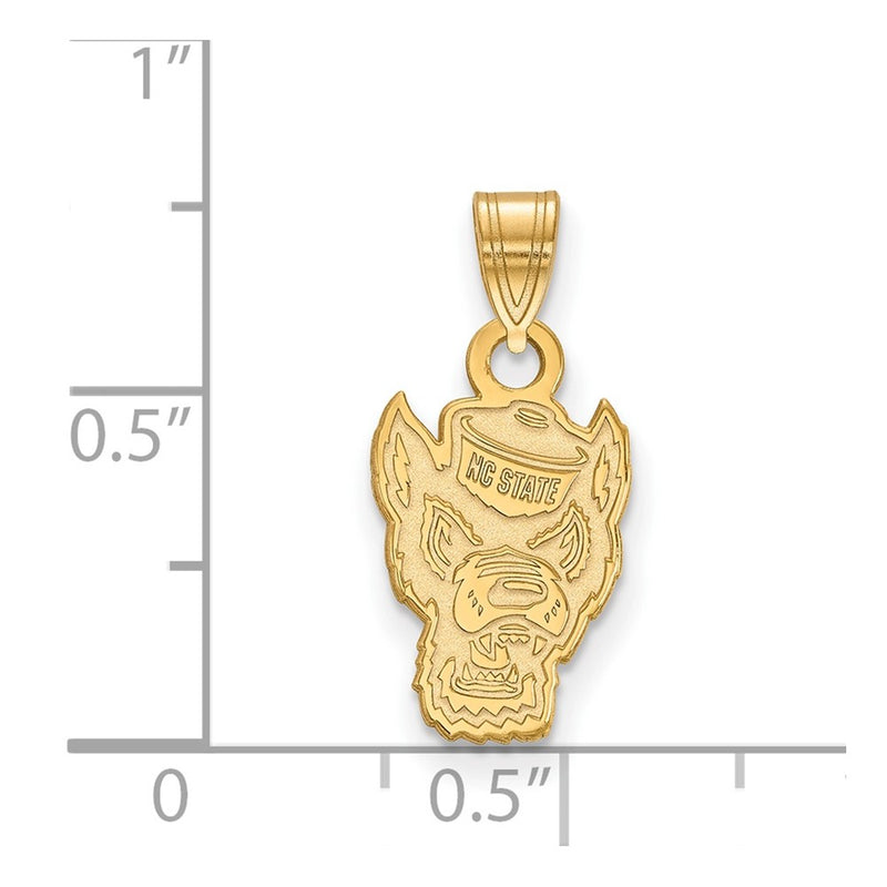 Gold Plated Sterling Silver Logoart North Carolina State University Wolf Small Pendant
