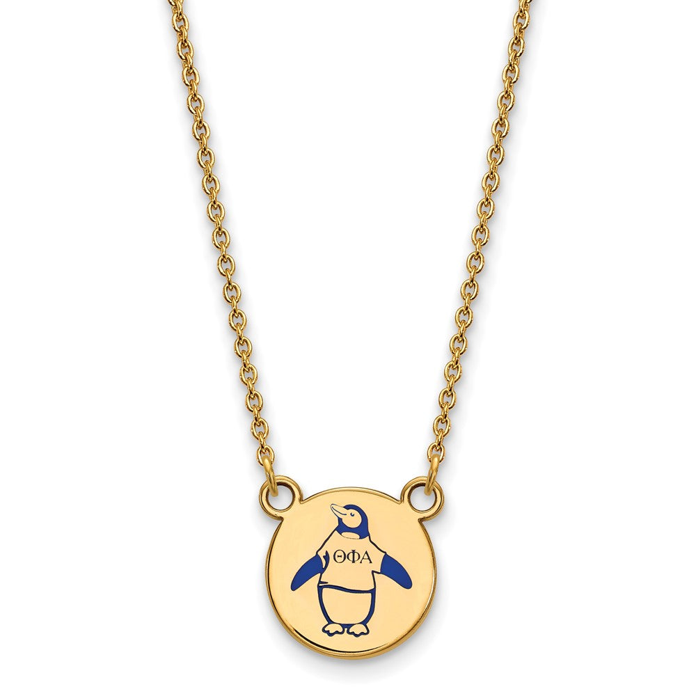 Gold Plated Sterling Silver Logoart Theta Phi Alpha Sorority Symbol Small Color Enamel Pendant 18 Inch Necklace
