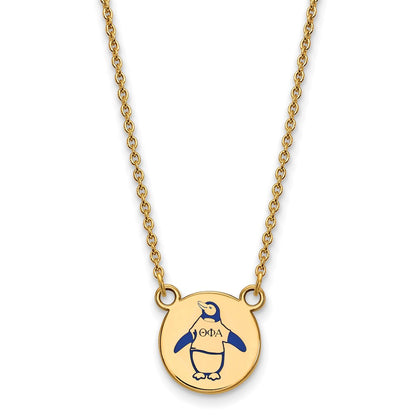 Gold Plated Sterling Silver Logoart Theta Phi Alpha Sorority Symbol Small Color Enamel Pendant 18 Inch Necklace