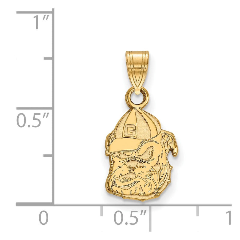 Gold Plated Sterling Silver Logoart University Of Georgia Bulldog Small Pendant
