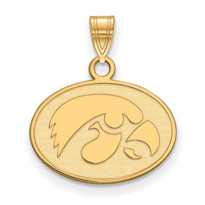 10K Yellow Gold Logoart University Of Iowa Hawk Small Oval Pendant