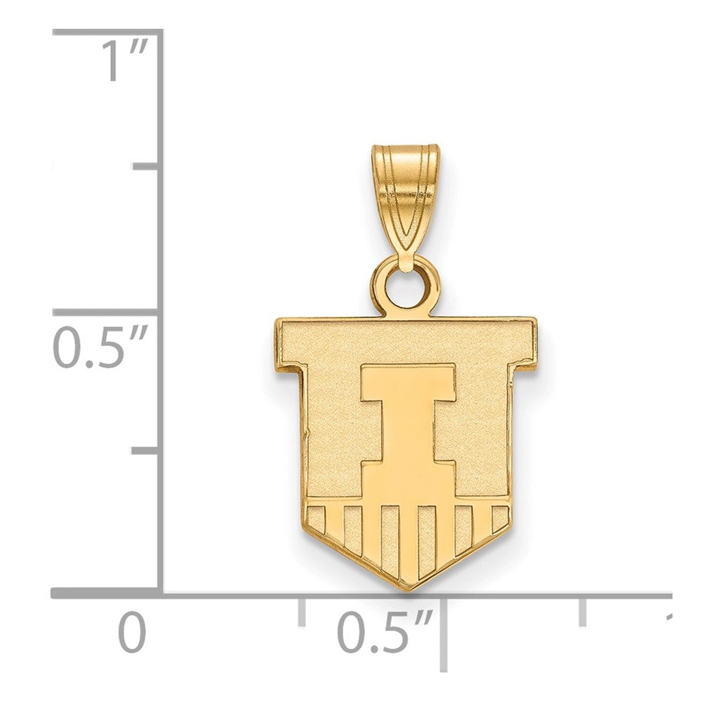 Gold Plated Sterling Silver Logoart University Of Illinois Victory Badge Small Pendant