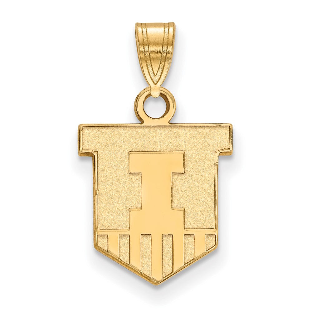 14K Yellow Gold Logoart University Of Illinois Victory Badge Small Pendant
