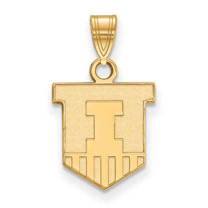 14K Yellow Gold Logoart University Of Illinois Victory Badge Small Pendant