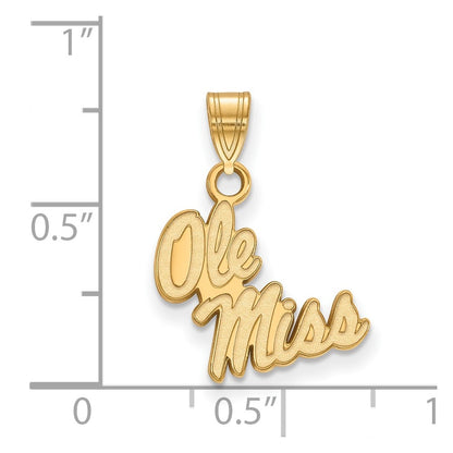 14K Yellow Gold Logoart University Of Mississippi Ole Miss Small Pendant
