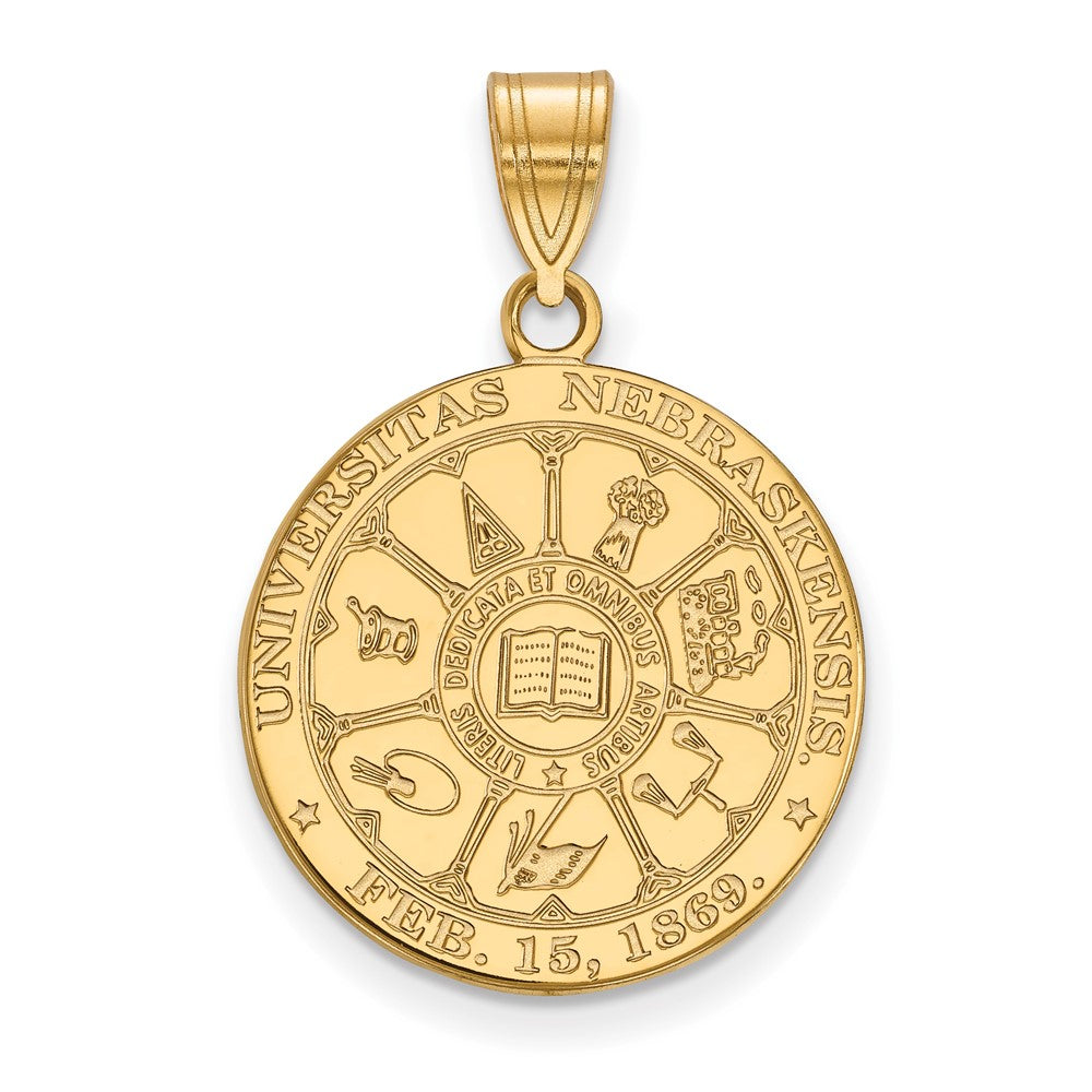 Gold Plated Sterling Silver Logoart University Of Nebraska Large Crest Pendant