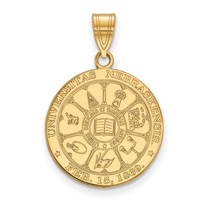 Gold Plated Sterling Silver Logoart University Of Nebraska Large Crest Pendant