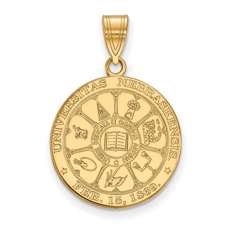 Gold Plated Sterling Silver Logoart University Of Nebraska Large Crest Pendant