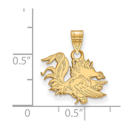 Gold Plated Sterling Silver Logoart University Of South Carolina Gamecock Small Pendant