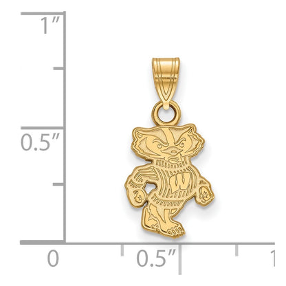 14K Yellow Gold Logoart University Of Wisconsin Badger Small Pendant