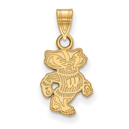 Gold Plated Sterling Silver Logoart University Of Wisconsin Badger Small Pendant