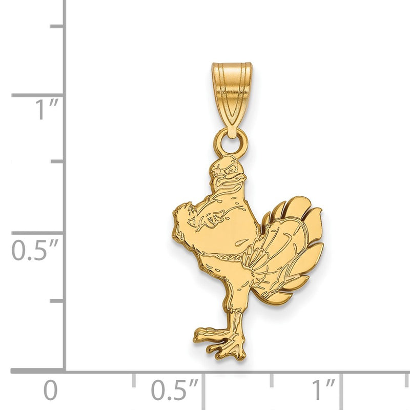 Gold Plated Sterling Silver Logoart Virginia Tech Hokiebird Large Pendant