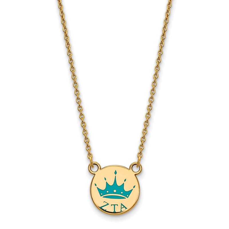 Gold Plated Sterling Silver Logoart Zeta Tau Alpha Sorority Symbol Small Color Enamel Pendant 18 Inch Necklace