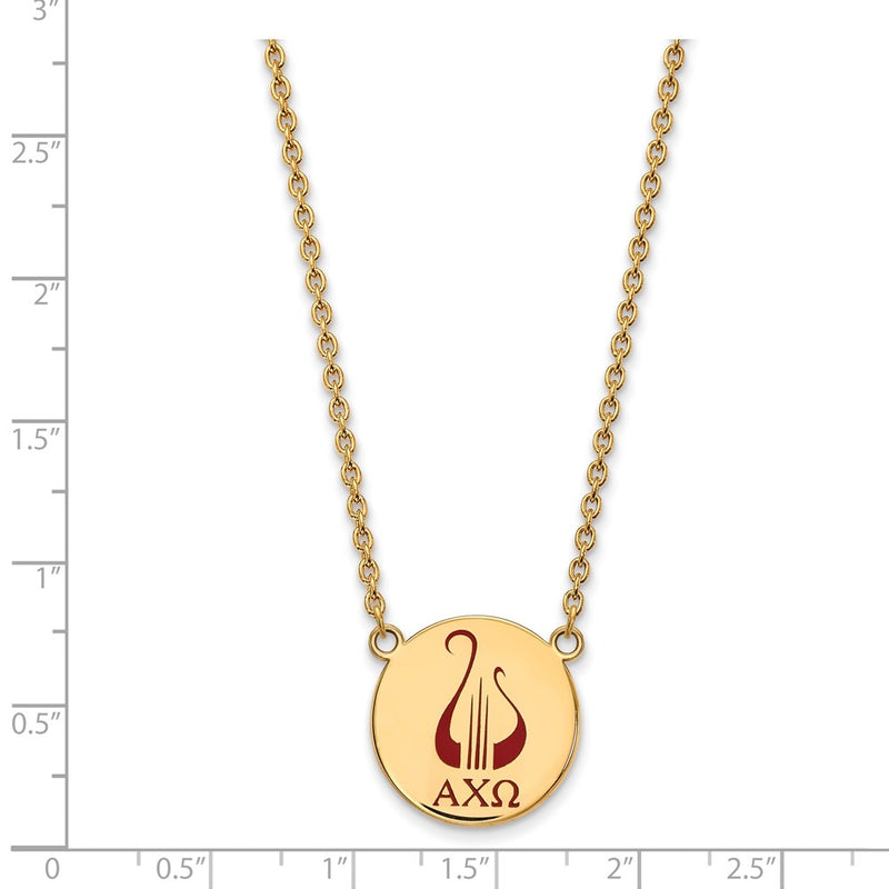 Gold Plated Sterling Silver Logoart Alpha Chi Omega Sorority Symbol Large Color Enamel Pendant 18 Inch Necklace