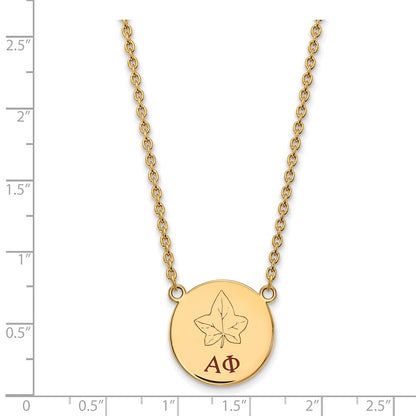 Gold Plated Sterling Silver Logoart Alpha Phi Sorority Symbol Large Color Enamel Pendant 18 Inch Necklace