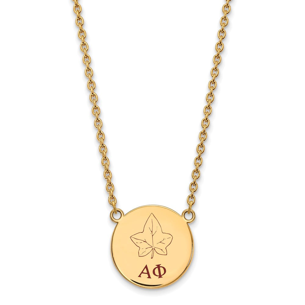 Gold Plated Sterling Silver Logoart Alpha Phi Sorority Symbol Large Color Enamel Pendant 18 Inch Necklace