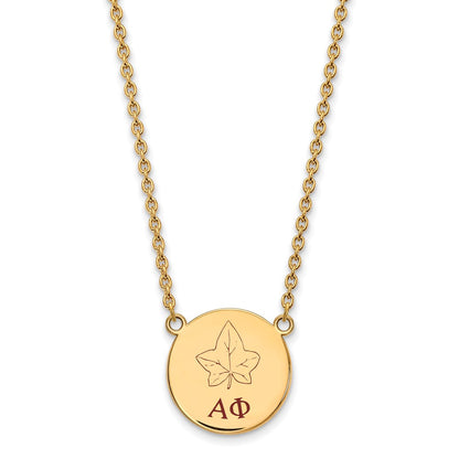 Gold Plated Sterling Silver Logoart Alpha Phi Sorority Symbol Large Color Enamel Pendant 18 Inch Necklace