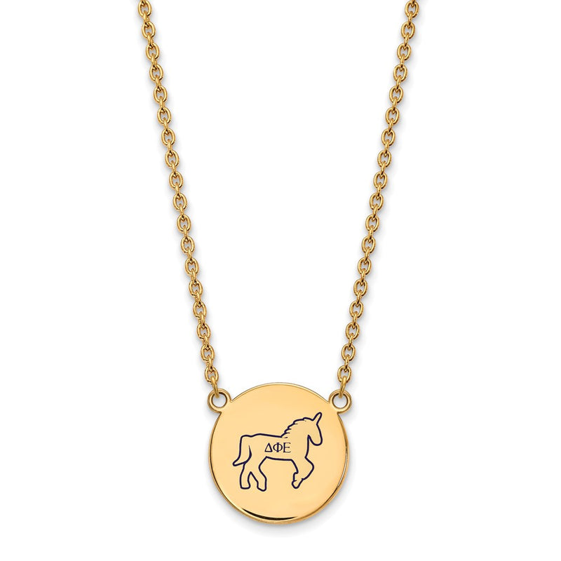 Gold Plated Sterling Silver Logoart Delta Phi Epsilon Sorority Symbol Large Color Enamel Pendant 18 Inch Necklace