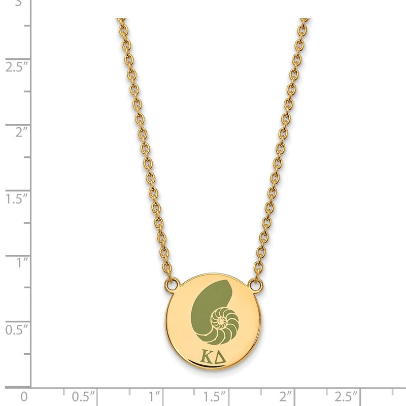 Gold Plated Sterling Silver Logoart Kappa Delta Sorority Symbol Large Color Enamel Pendant 18 Inch Necklace