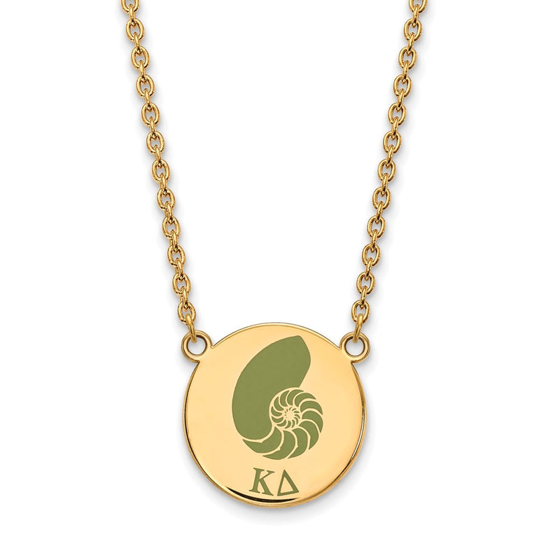 Gold Plated Sterling Silver Logoart Kappa Delta Sorority Symbol Large Color Enamel Pendant 18 Inch Necklace