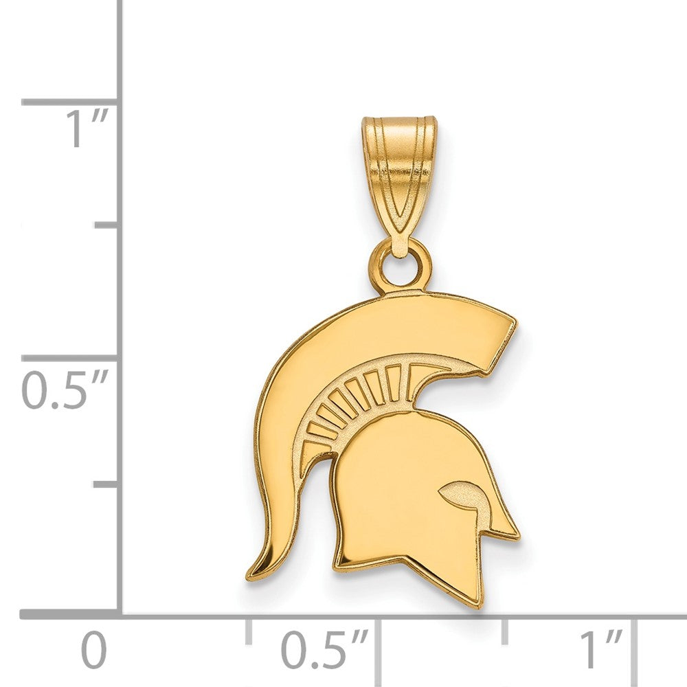 Gold Plated Sterling Silver Logoart Michigan State University Spartan Medium Pendant
