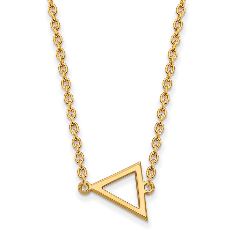 Gold Plated Sterling Silver Logoart Miami University Ohio Small Triangle Pendant 18 Inch Necklace